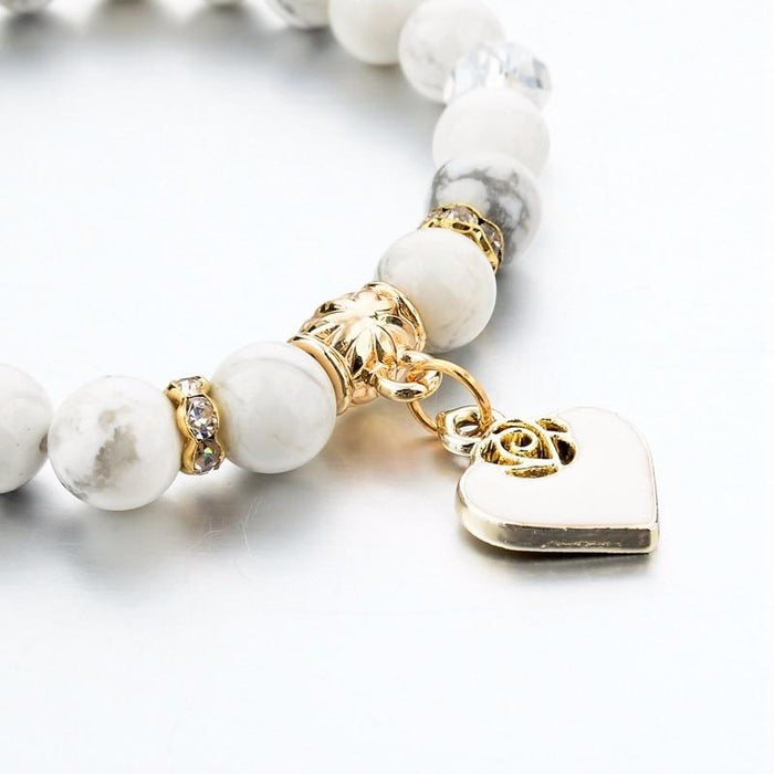 White Rose Beaded Bracelet