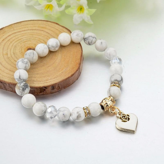 White Rose Beaded Bracelet
