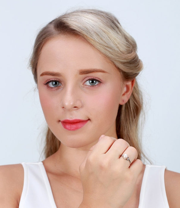 Pearl and Glimmer Sterling Silver Ring