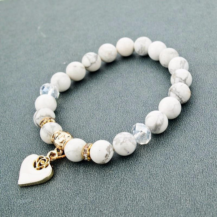 White Rose Beaded Bracelet