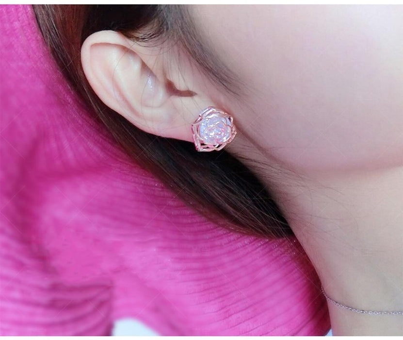 Rose Stencil Stud Earrings