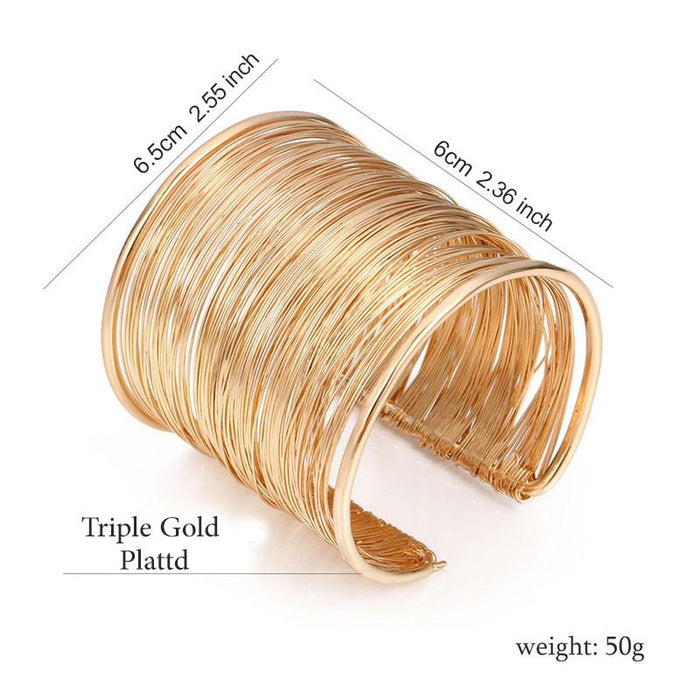 "Nile Queen" Gold Open Cuff Bracelet