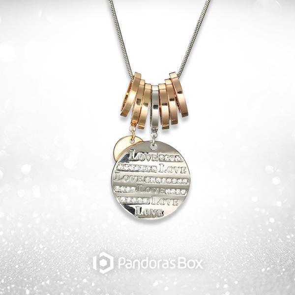 "LOVE" Crystal Tag Necklace