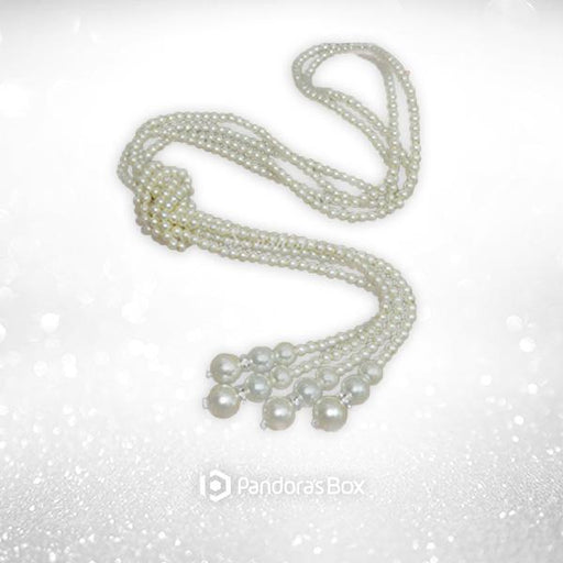 "Strings of Pearls" Double-Knotted Long Pearl Tassel Necklace