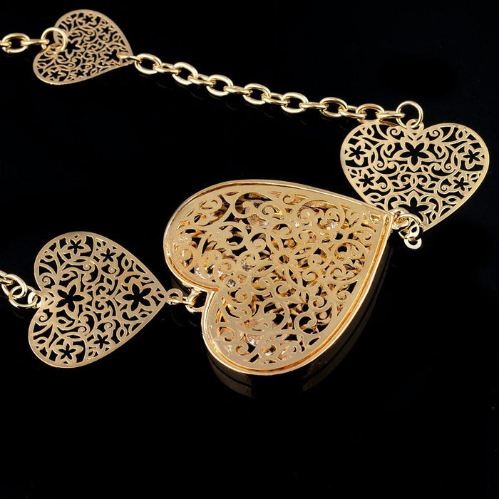 Heart Chain Long Necklace with Austrian Crystals