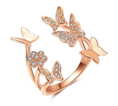 3 Free Spirit Adjustable Butterfly Rings with 3 Black Gift Boxes