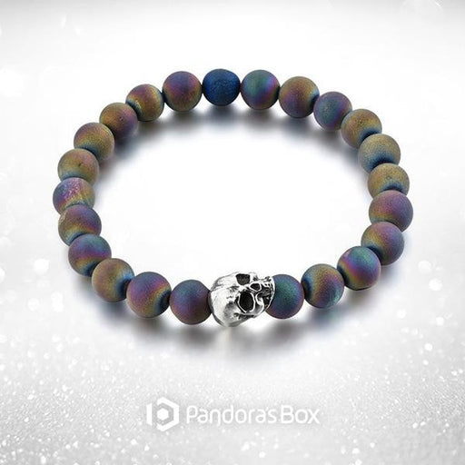 Oil Slick Skull Beaded Bracelet