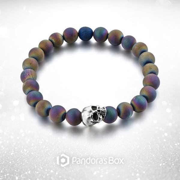 Oil Slick Skull Beaded Bracelet