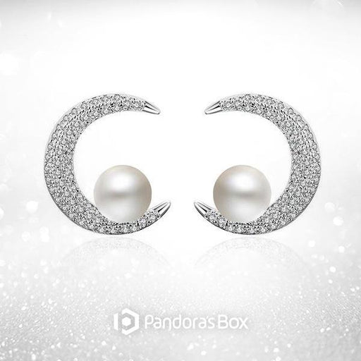 Pearl Moon Stud Earrings