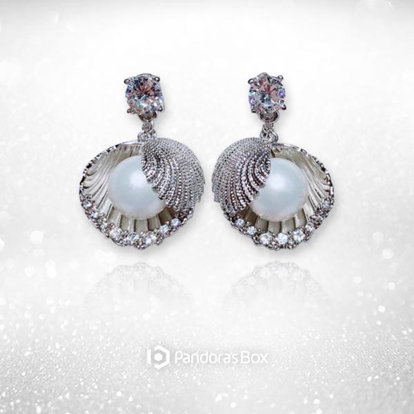 Pearl Glimmer Silver Shell Earrings