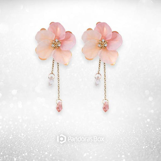 Pink Blossoms Crystal Drop Earrings