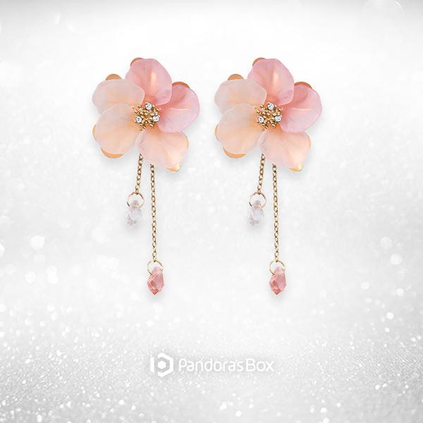 Pink Blossoms Crystal Drop Earrings