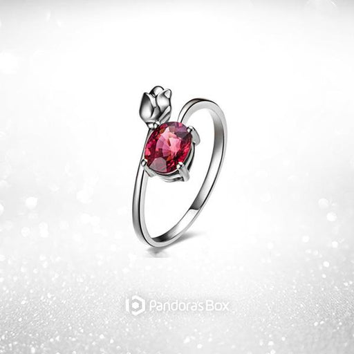 Rose Bud Red Crystal Ring