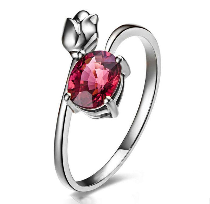 Rose Bud Red Crystal Ring Gift Set