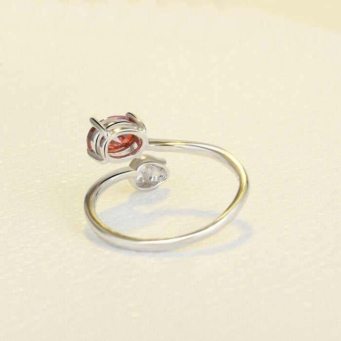Rose Bud Red Crystal Ring Gift Set