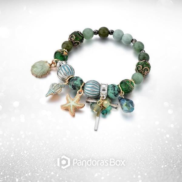 Seaside Summer Beaded Bracelet (Pink and Blue)