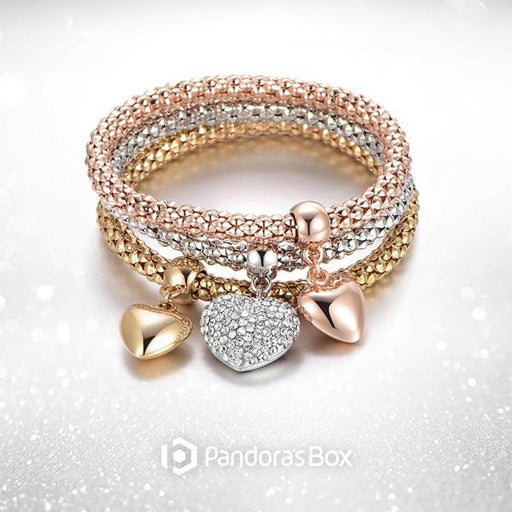 Solid Hearts Charm Bracelet Set