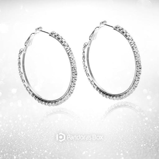 "Electric Circle " Silver Crystal Hoop Earrings