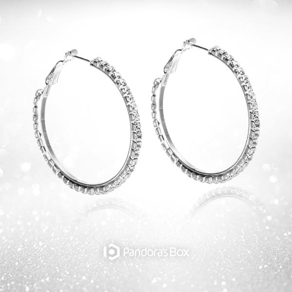 "Electric Circle " Silver Crystal Hoop Earrings