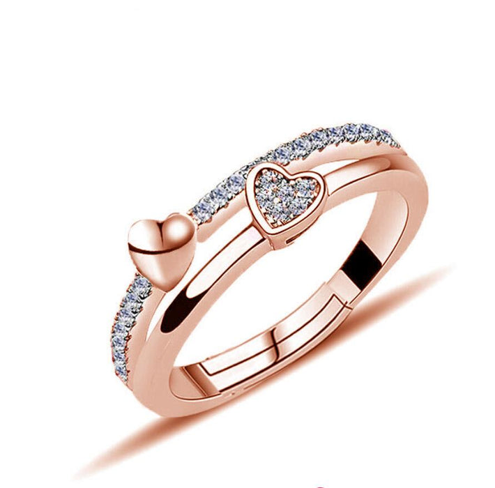 Twin Hearts Adjustable Ring