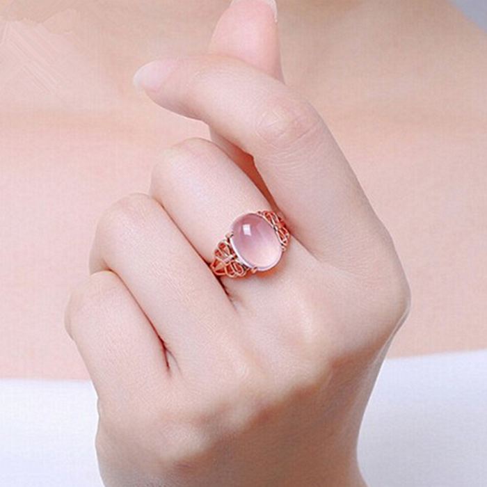 Sweet Rose Adjustable Crystal Ring