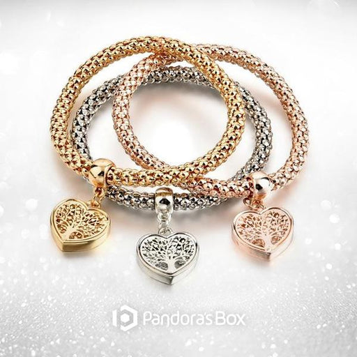 "Tree of Life" Heart Edition Charm Bracelet with Austrian Crystals