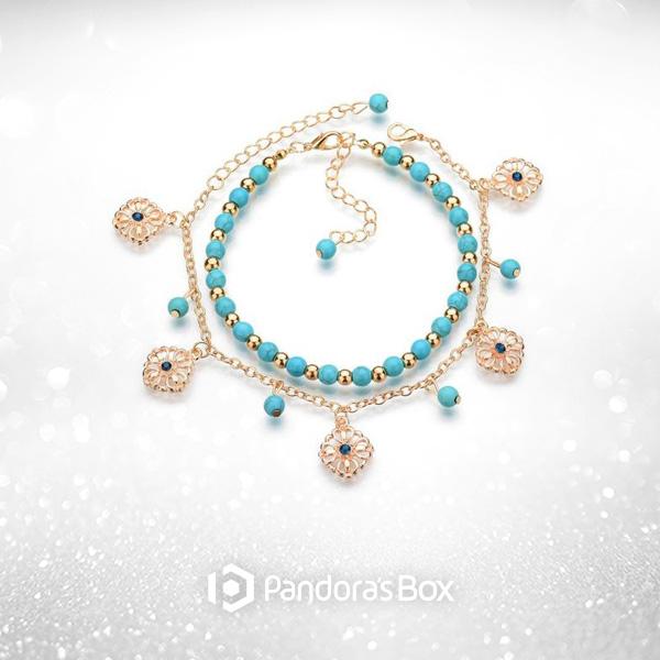 2 Sets of Turquoise Waters Anklet Set - 2pc