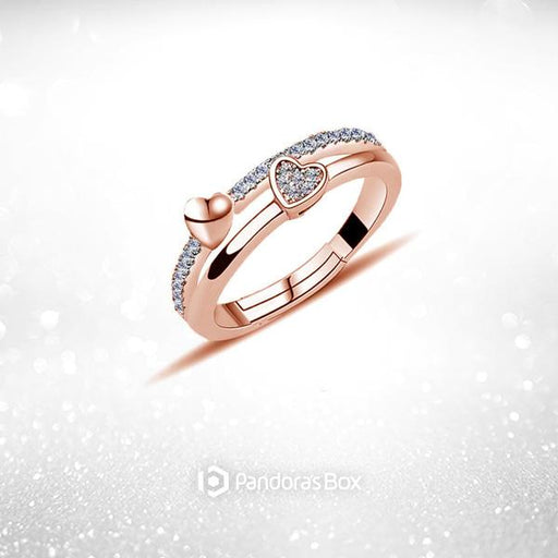 Twin Hearts Adjustable Ring