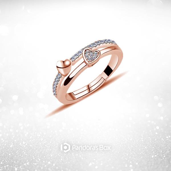 Twin Hearts Adjustable Ring