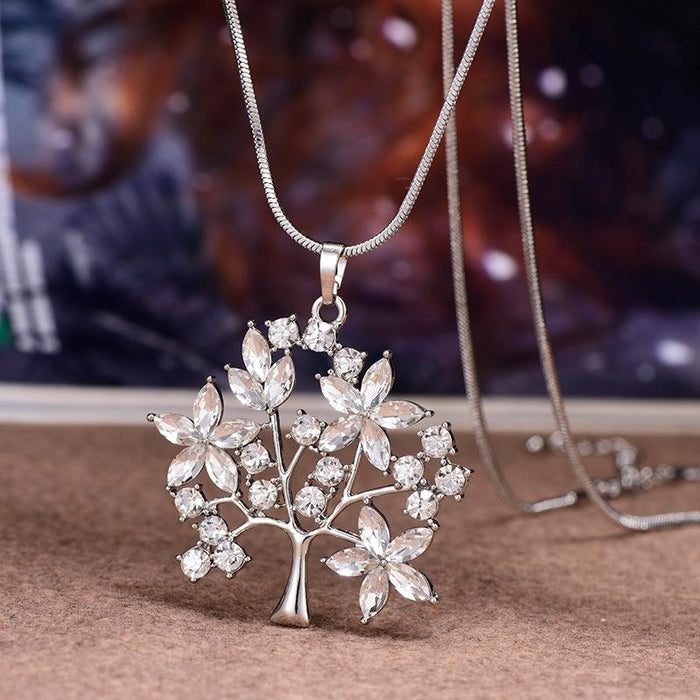 Crystal Tree of Life Pendant Necklace