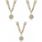 3 Sets of Gold Ball Necklace with Rhinestone Pendant - Necklace