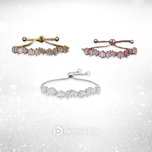 Baguette Crystal Adjustable Bracelet Trio