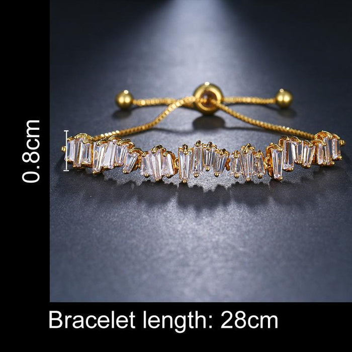 Baguette Crystal Adjustable Bracelet Trio