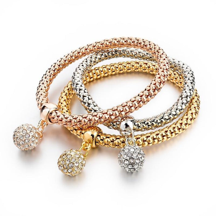 Crystal Studded Ball Charm Bracelets