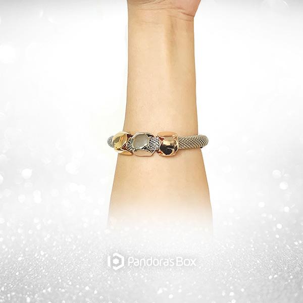 3 Sets of Cube Charms Metal Bracelet