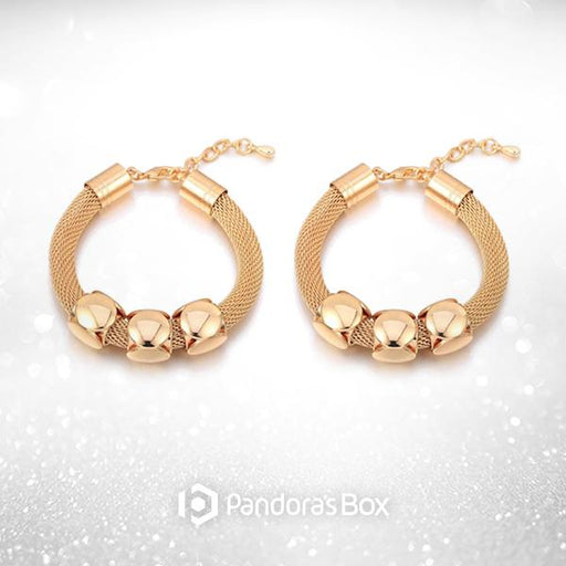 2 Sets of Cube Charms Gold Metal Bracelet