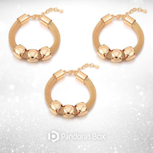 3 Sets of Cube Charms Gold Metal Bracelet
