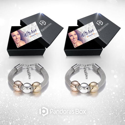 2 Sets of Cube Charms Metal Bracelet With Gift Box