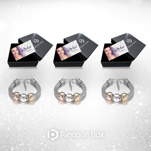 3 Sets of Cube Charms Metal Bracelet With Gift Box