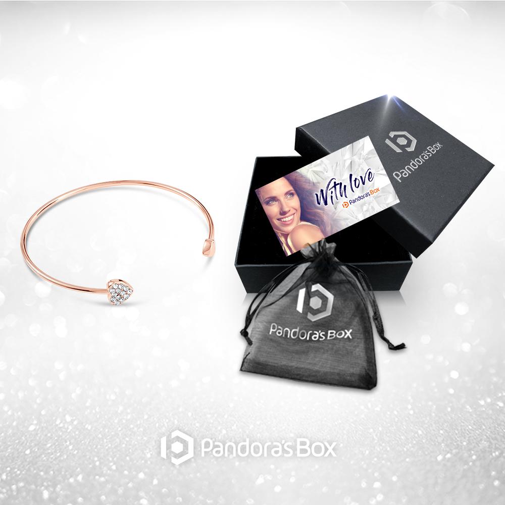 Heart to Heart Open Bangle with Gift Box and Bag