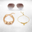 Maverick Mood Sunglass, Cube Charm Gold Metal & Heart of Gold Adjustable Bracelet