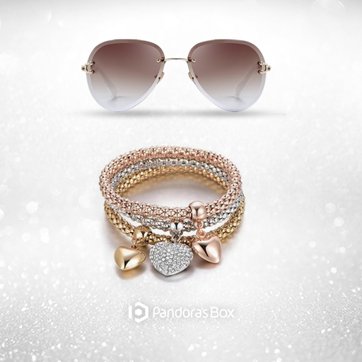 Maverick Mood Sunglass plus Solid Hearts Charm Bracelet
