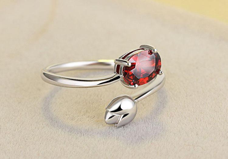 Rose Bud Red Crystal Ring Gift Set