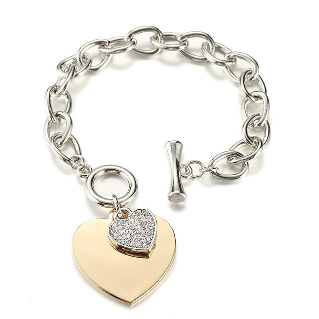 Gold Heart Charm Chain Bracelet