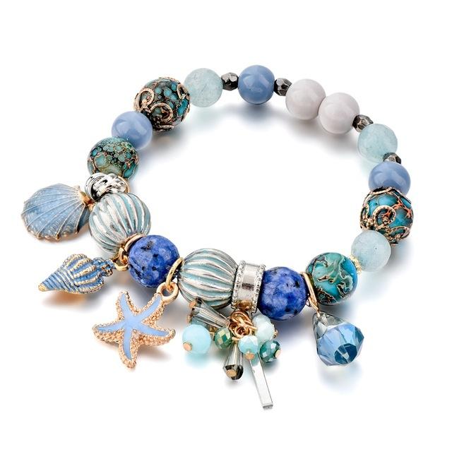 Seaside Summer Beaded Bracelet (Pink and Blue)