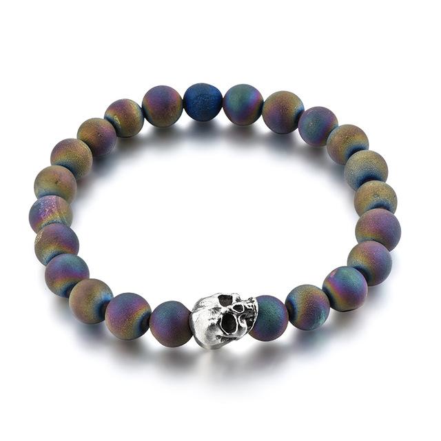 Oil Slick Skull Beaded Bracelet