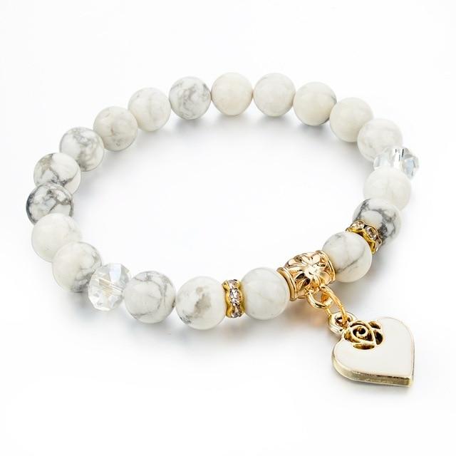 White Rose Beaded Bracelet