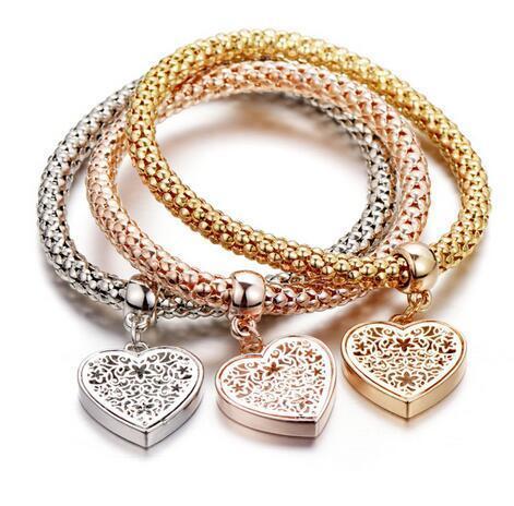 1 Set Heart Charm Bracelets with Austrian Crystals