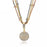 Gold Ball Necklace with Rhinestone Pendant